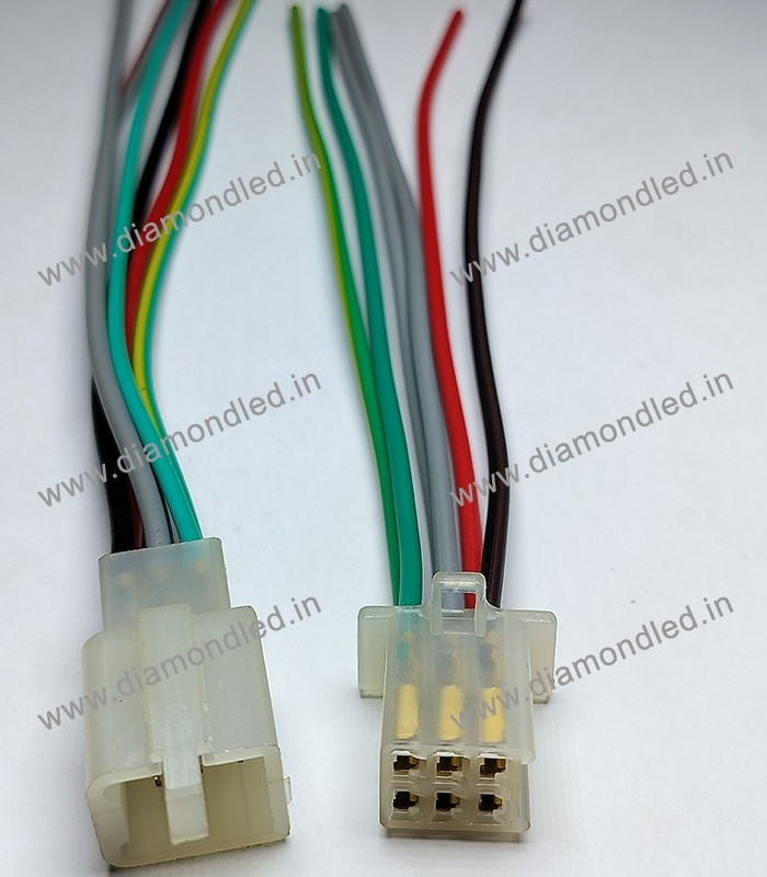 6 Wire Male-Female White Socket - Diamond Electronics